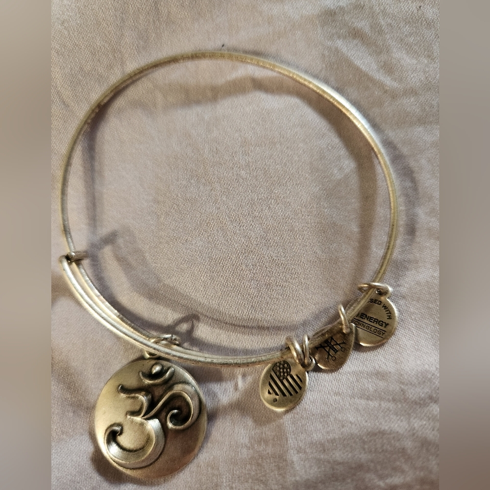 Silver Alex and Ani Ohm Charm Bangle Bracelet